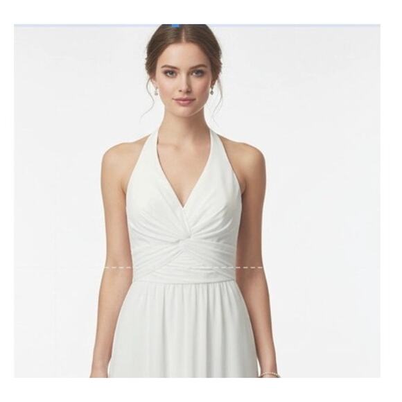 AW Bridal Wm's white Halter V Twist Chiffon Formal/ Wedding Dress Sz 10 NWOT - Picture 1 of 8